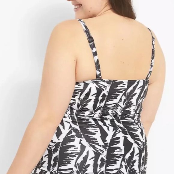 Tankini Top 38C Lane Bryant Cacique Underwire Bra Tropical Palm Plus Size Swim - Picture 2 of 4